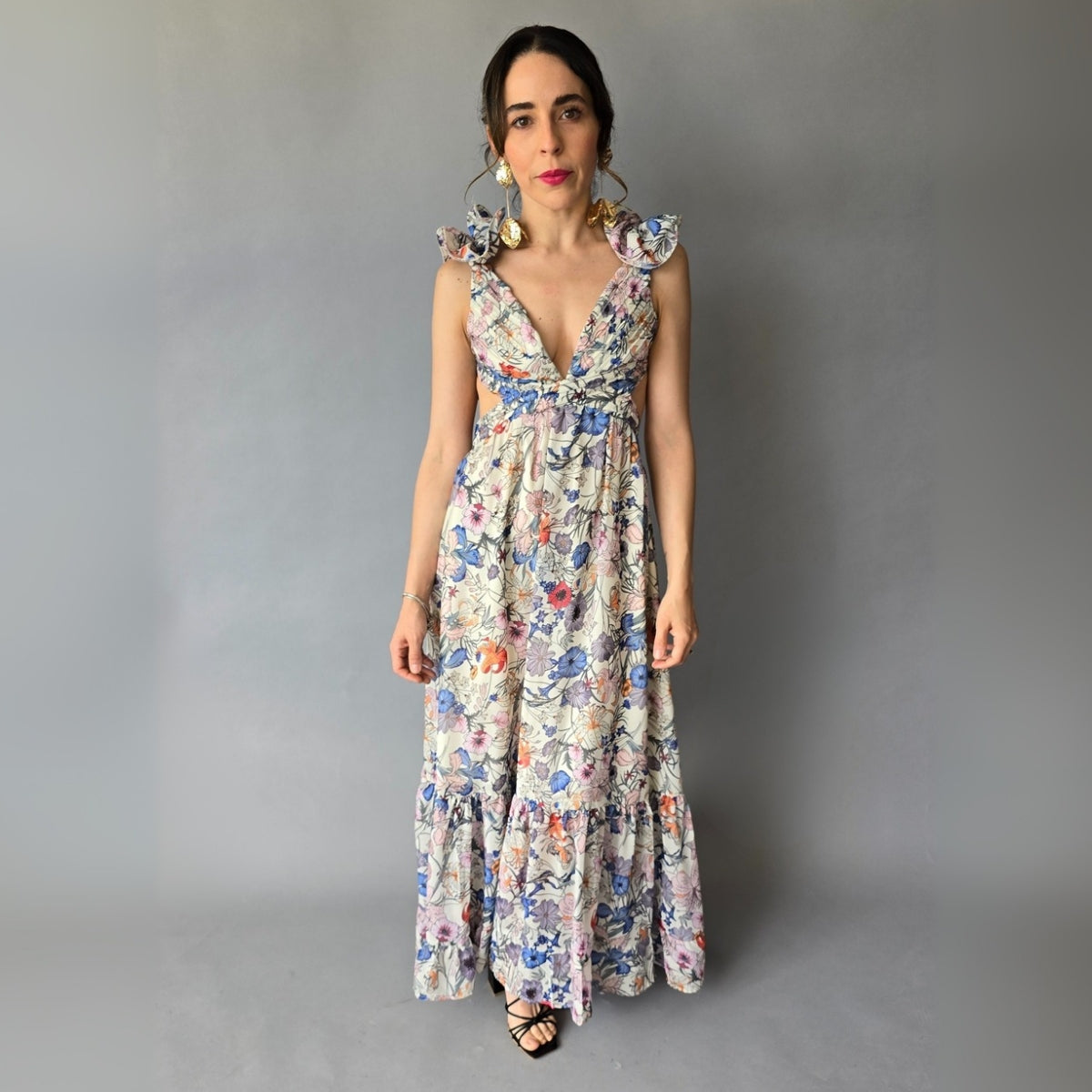 Vestido Floreado Escote Espalda