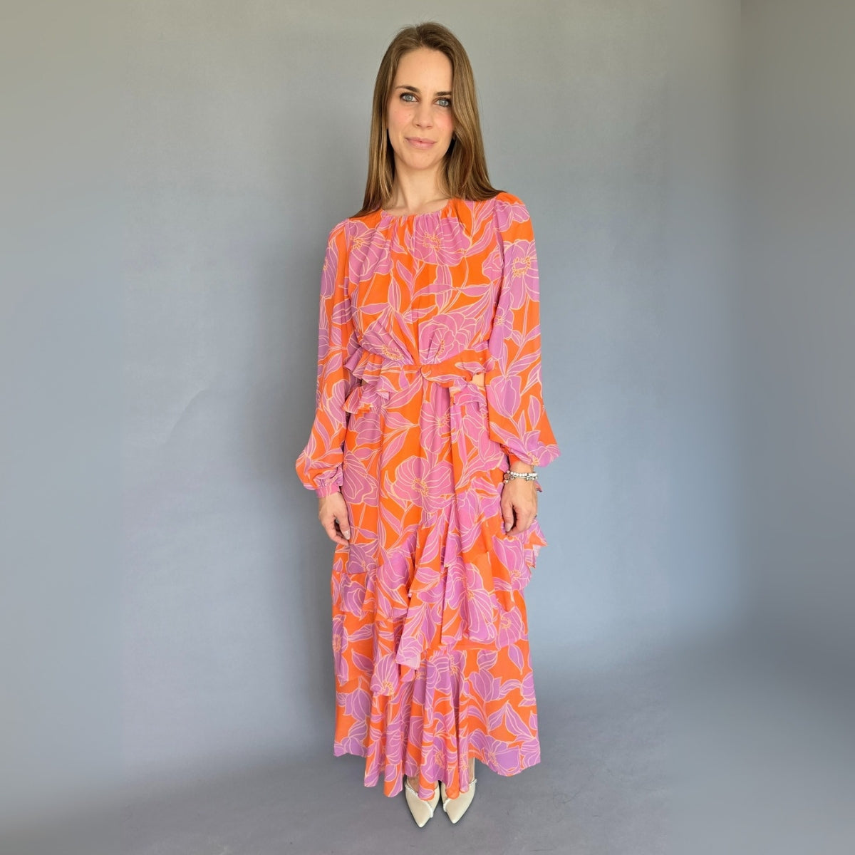 Vestido Floreado mangas Cutoff