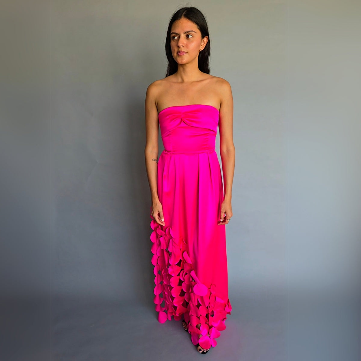 Vestido Strapless Círculos