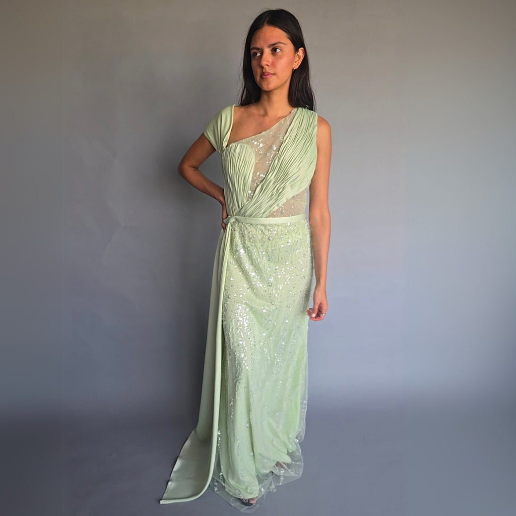 Vestido Menta con lentejuelas