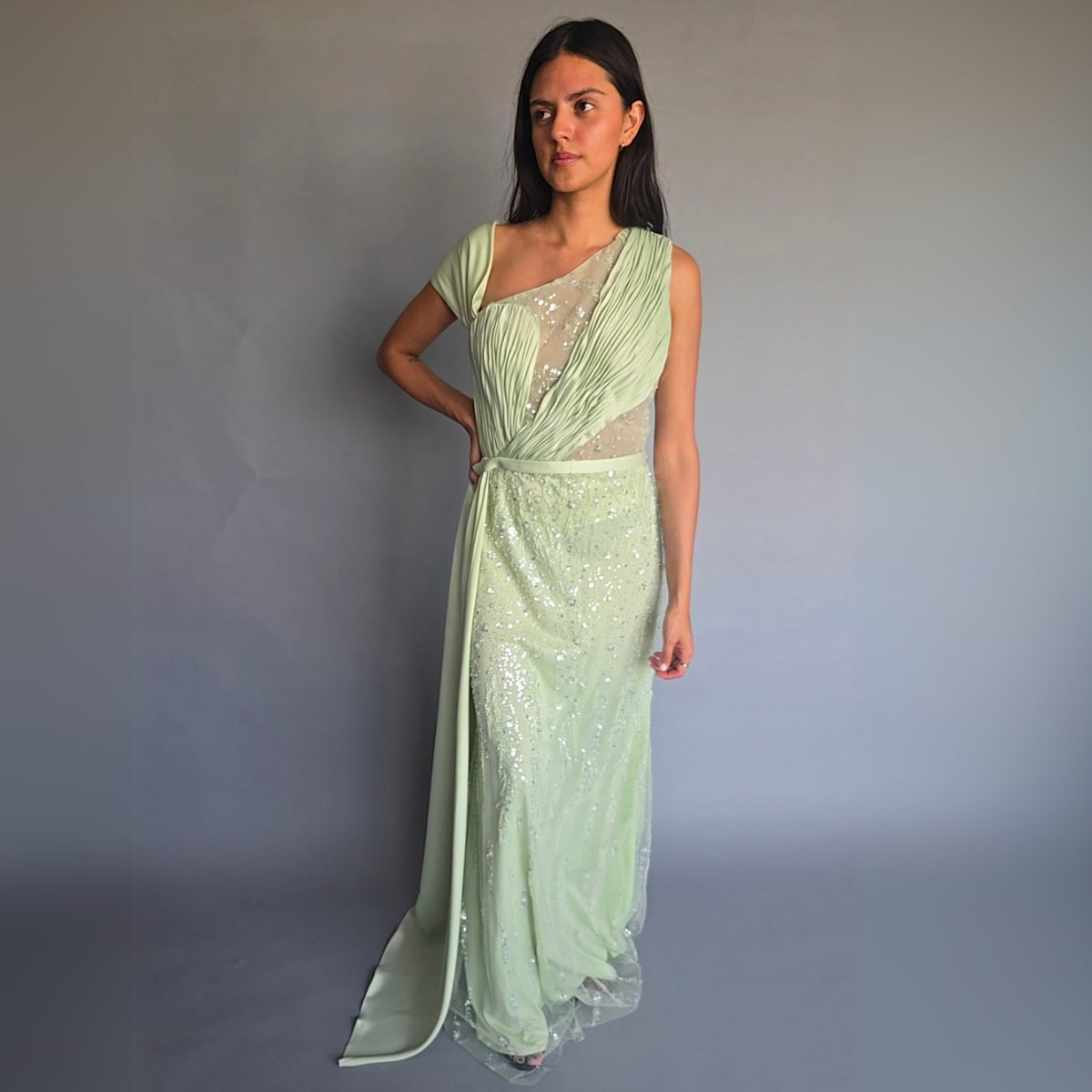 Vestido Menta con lentejuelas