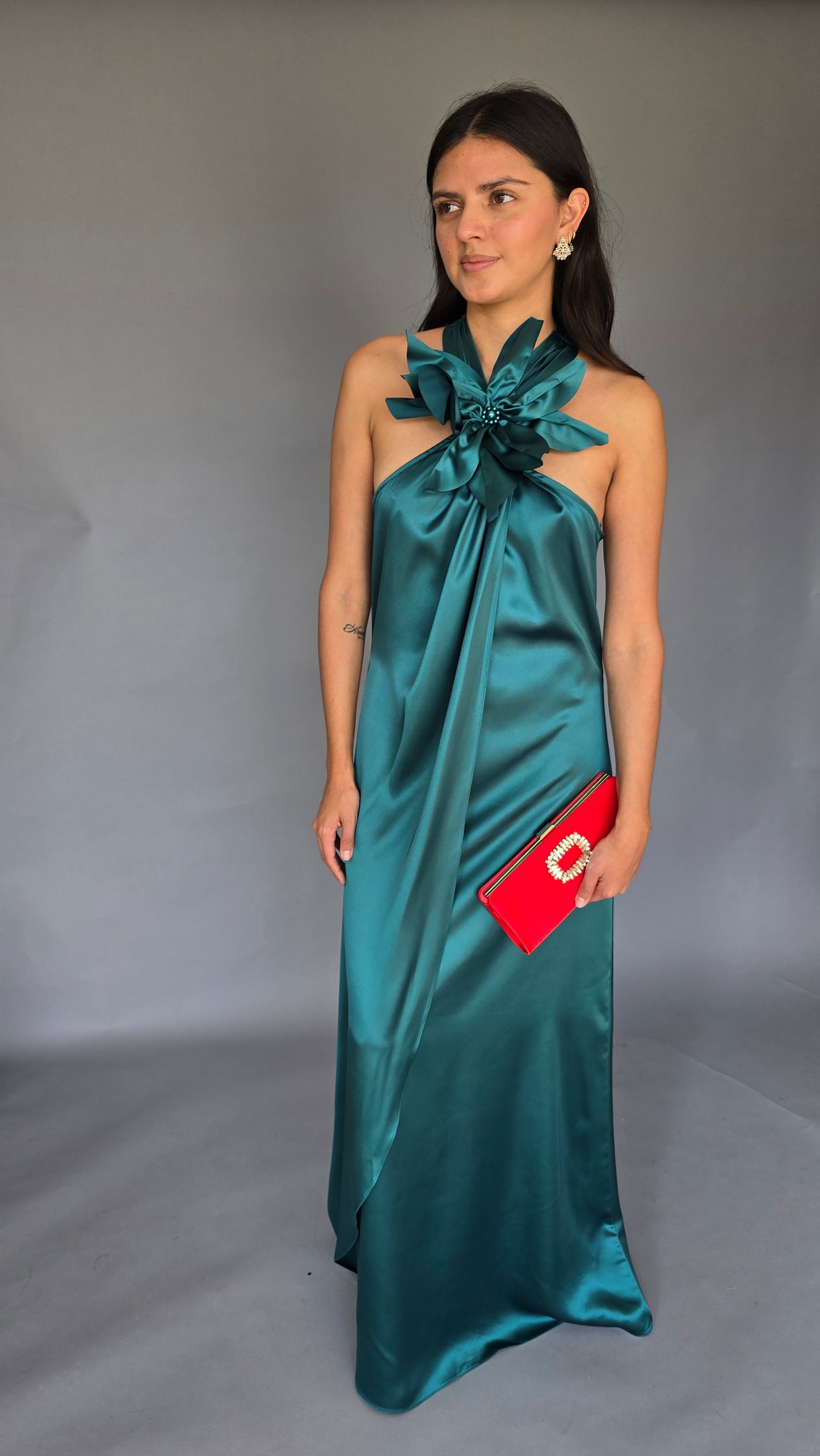 Vestido Halter Maxi Flor