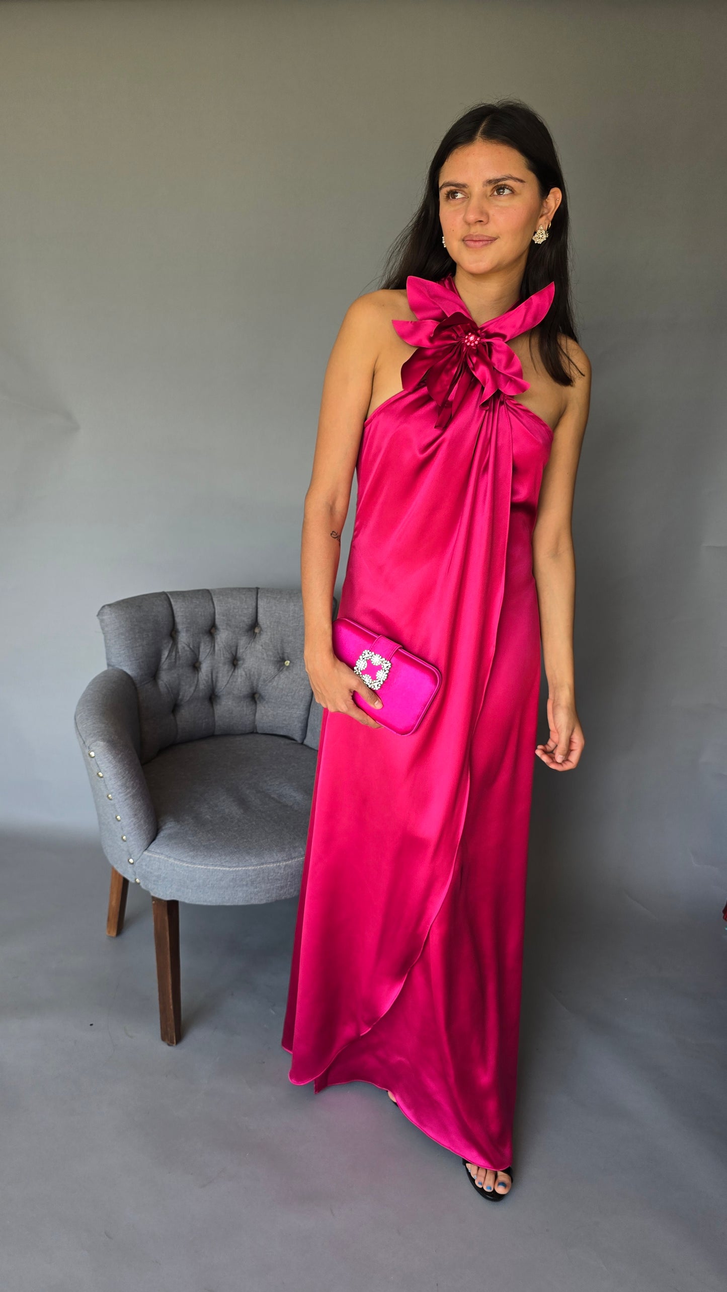 Vestido Halter Maxi Flor