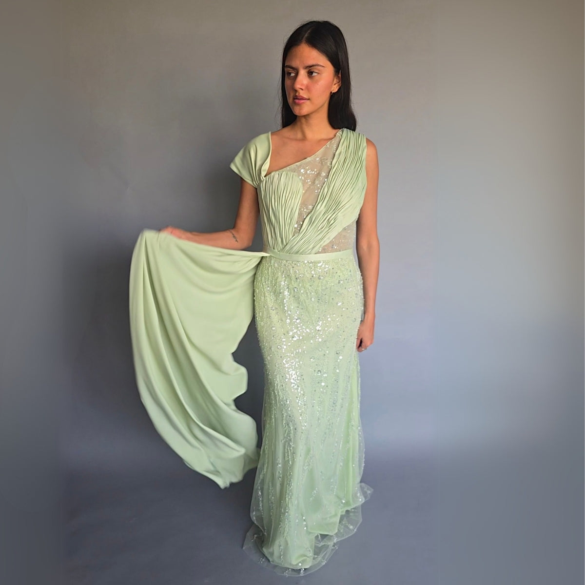 Vestido Menta con lentejuelas