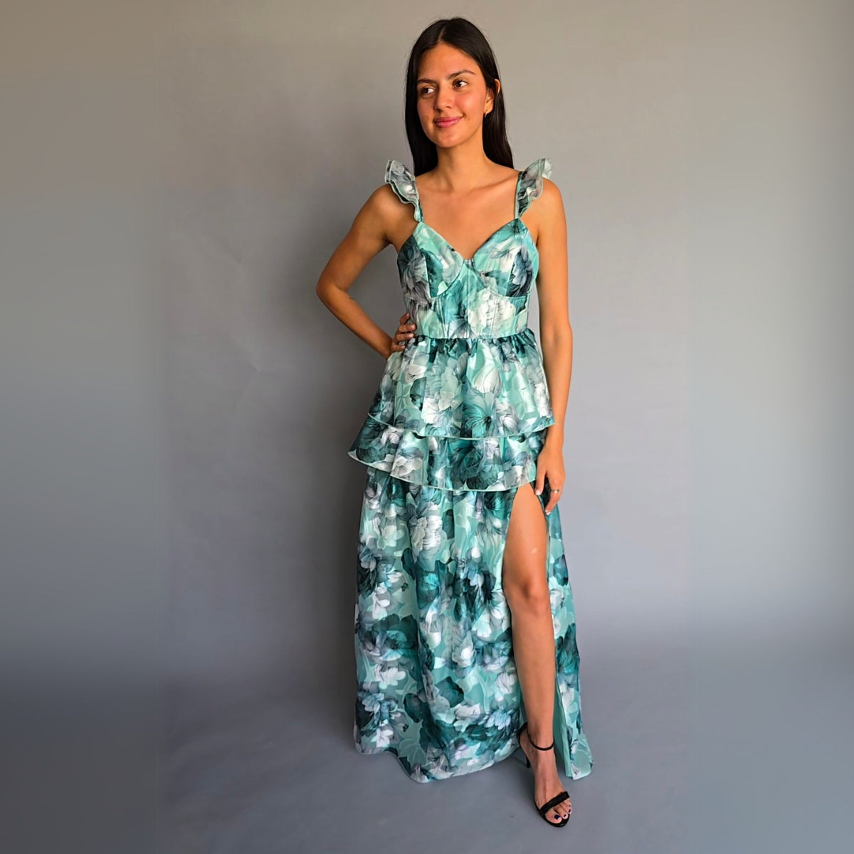 Vestido verde Floreado