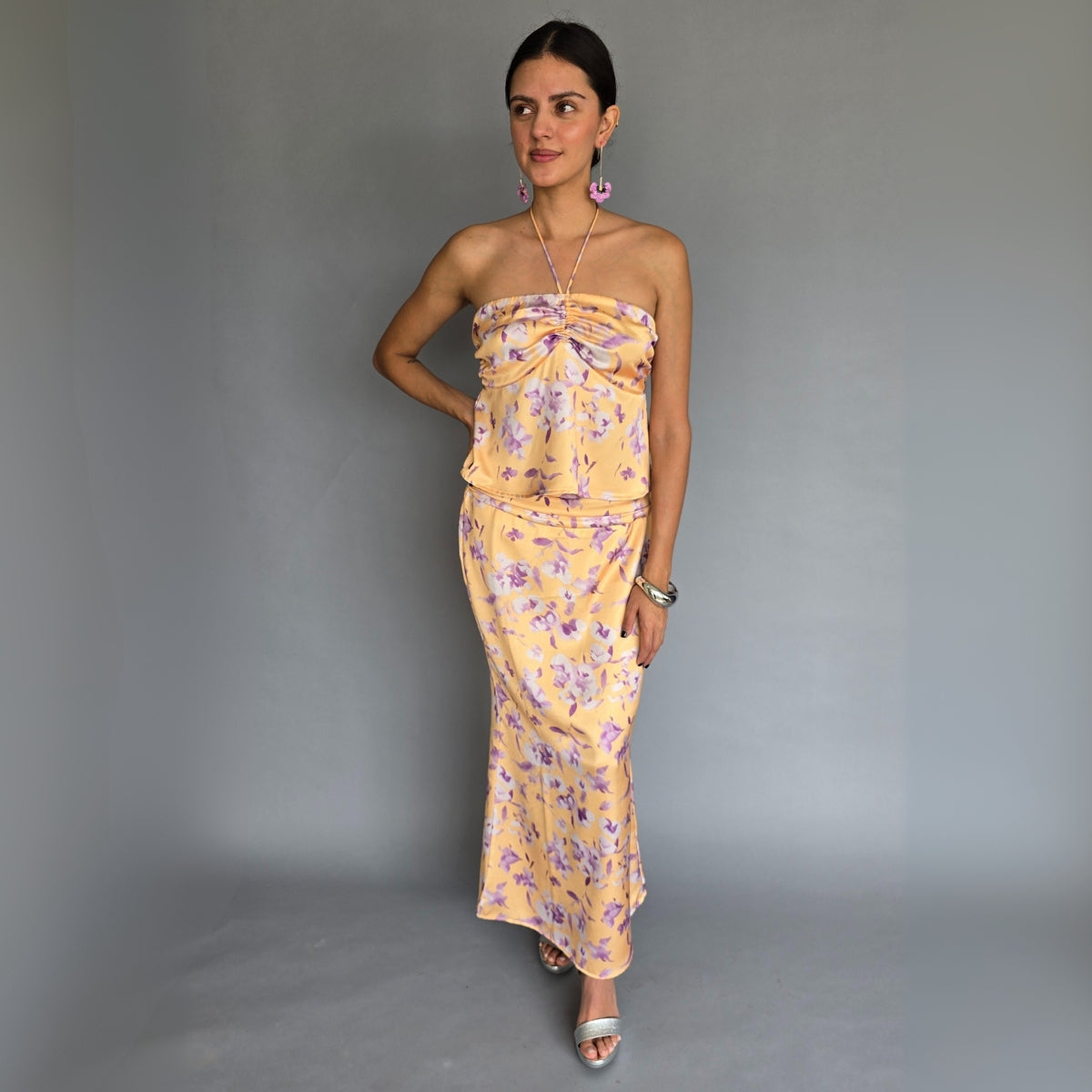 Set floreado top y falda