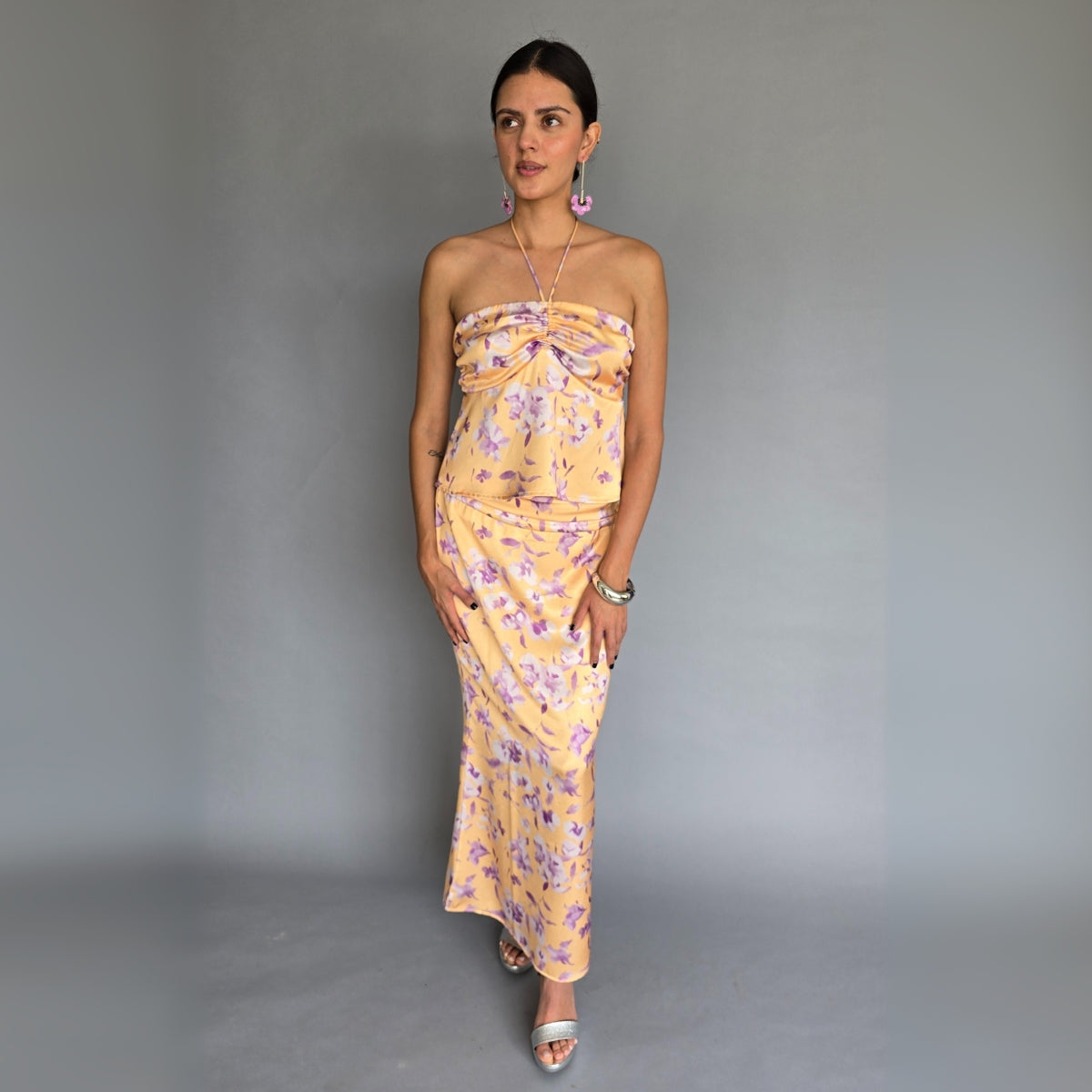 Set floreado top y falda