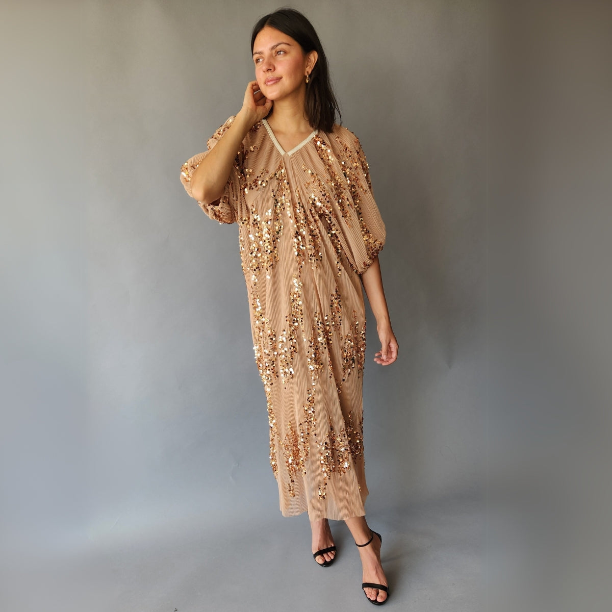 Vestido Boho Lentejuelas Midi
