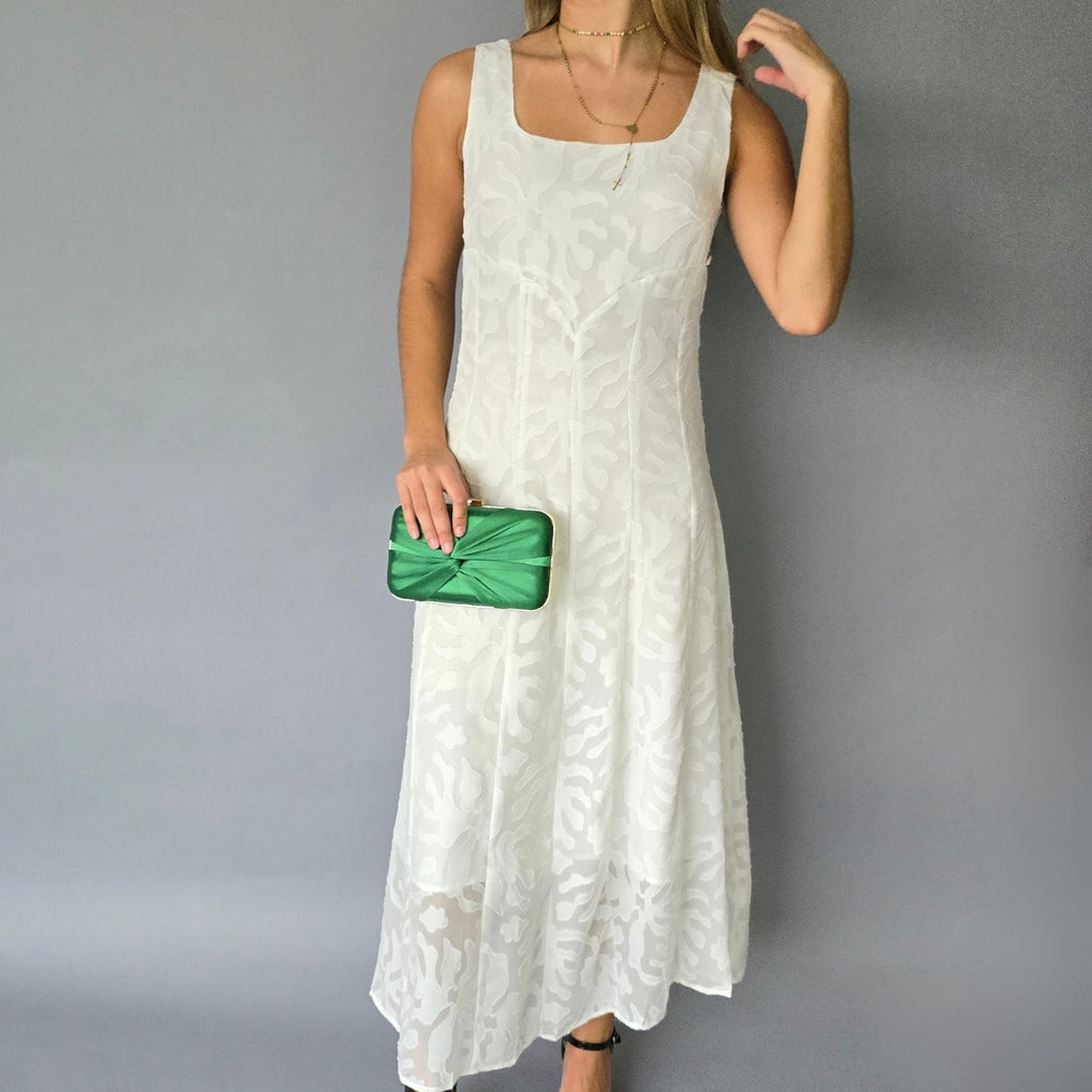 Vestido Midi Blanco Flores