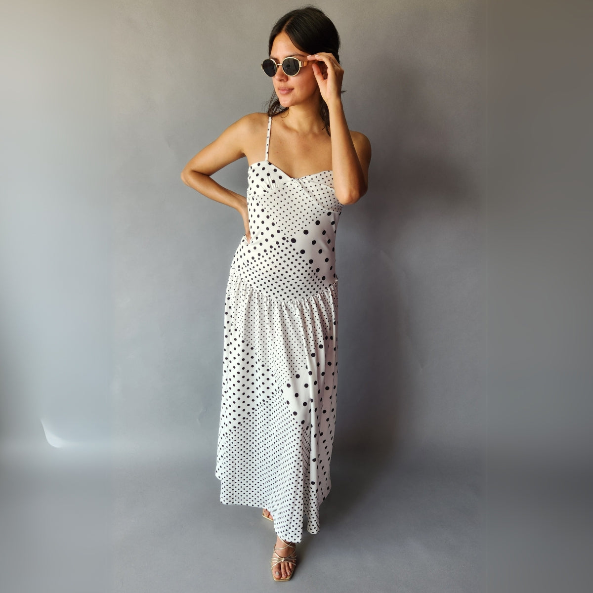 Maxi Vestido Blanco Puntos