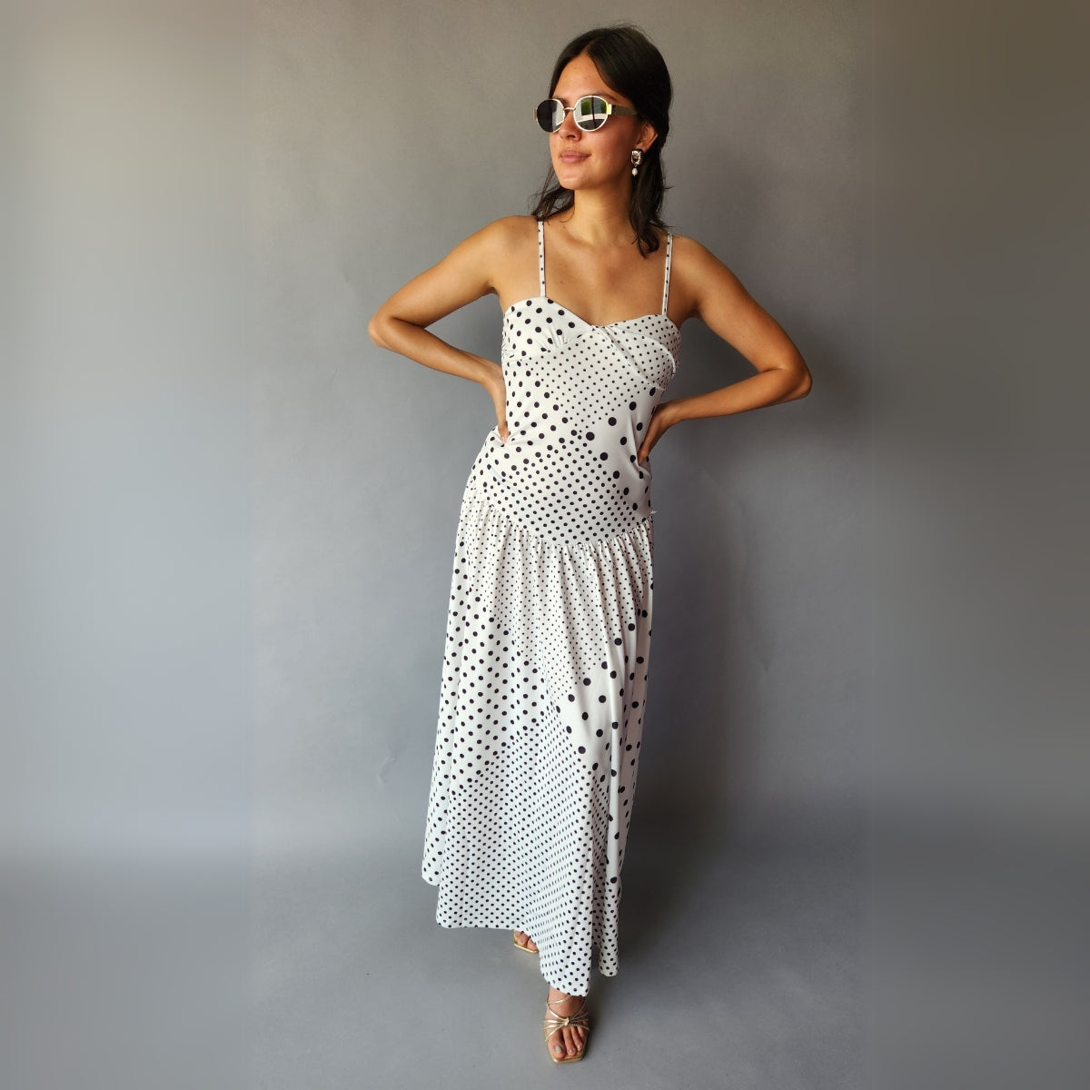 Maxi Vestido Blanco Puntos