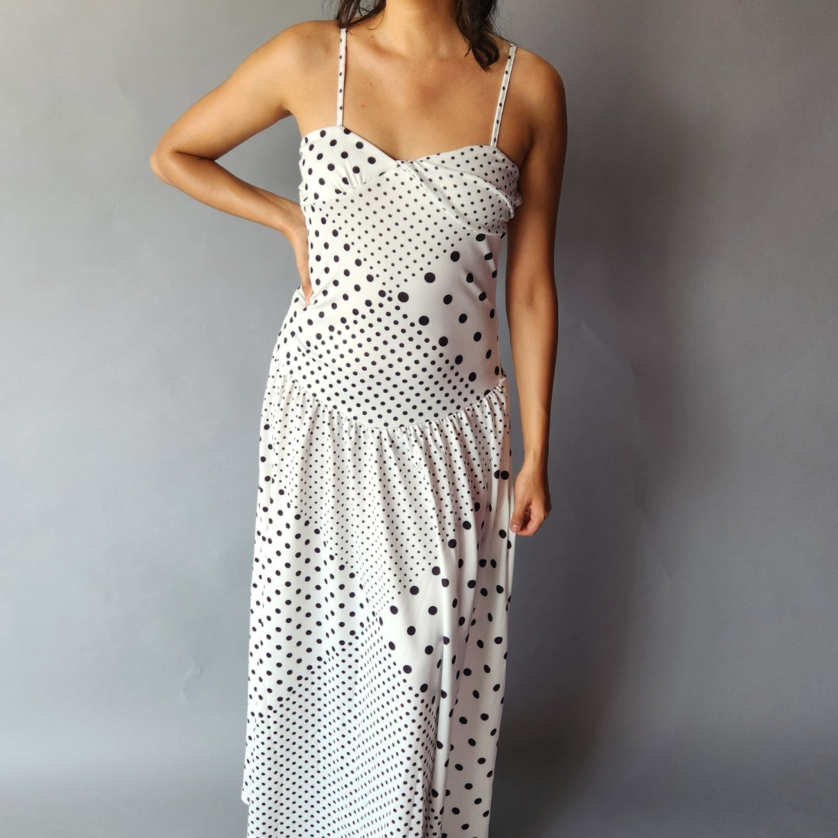 Maxi Vestido Blanco Puntos
